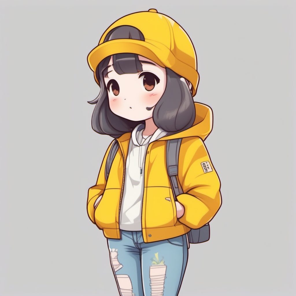 韩系街头风Q版叠穿穿搭:毛线帽与牛仔外套AI绘图指南