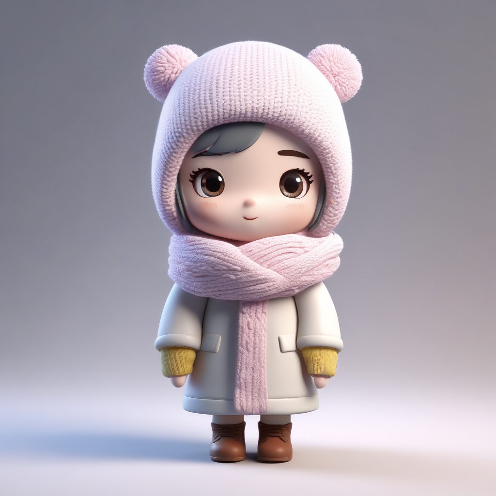 🧣韩系软糯风!Q版厚围巾女孩全身像,超适合做情侣头像