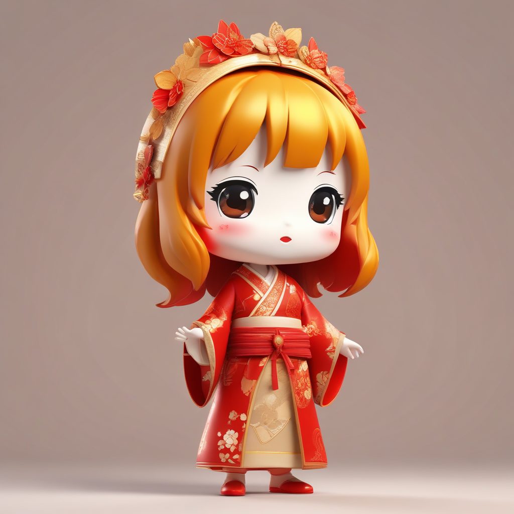 好运锦鲤！【Q版古风锦鲤少女】C4D黏土头像，甜度满分！