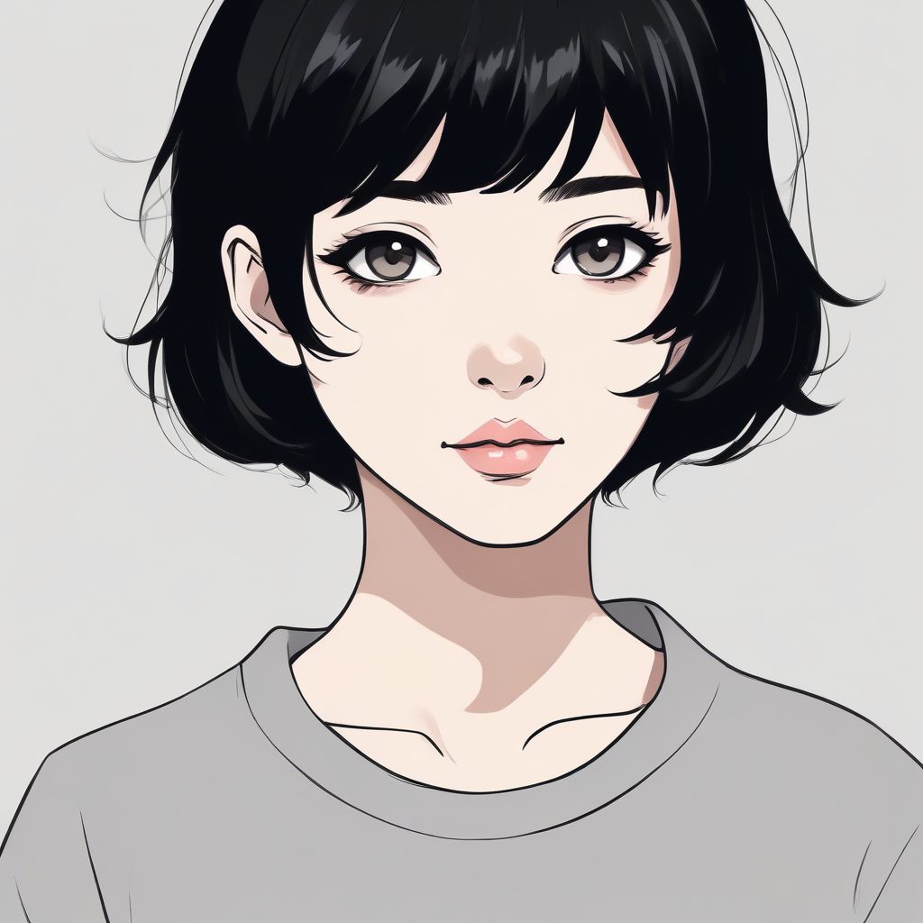 🖤 黑白极简变体!高冷灰调动漫少女,最适合做黑白头像