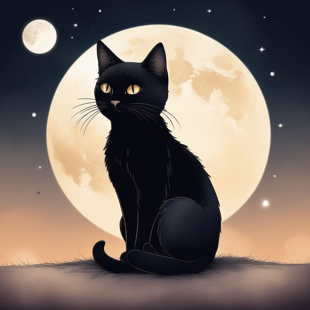 🐈⬛黑猫警长上线!治愈系Q版插画:在月光下站岗的黑猫