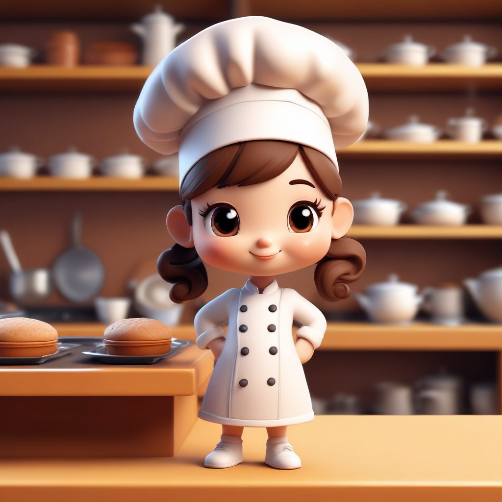 烘焙大师Q版：举着铲子，表情骄傲的可爱小厨师3D图