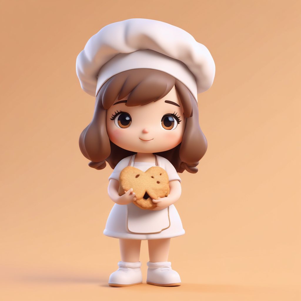 🍪烘焙魔法!Q版人物拿着饼干,C4D粘土甜点师全身像