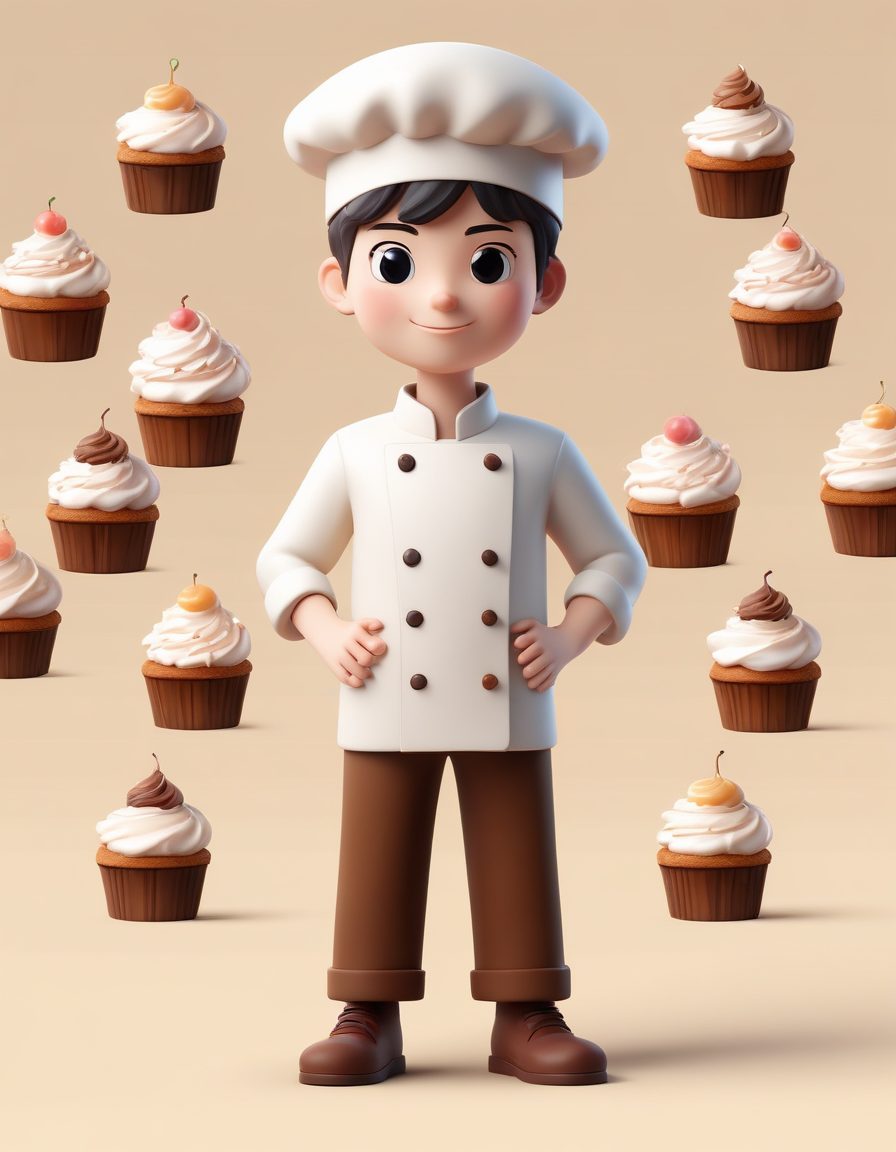 🧑‍🍳烘焙师Chibi | 拿着甜点的C4D粘土全身像，甜品控必备