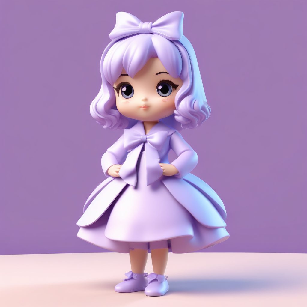 🎀蝴蝶结控!冬日甜美系Q版少女,全身像C4D高光提示词