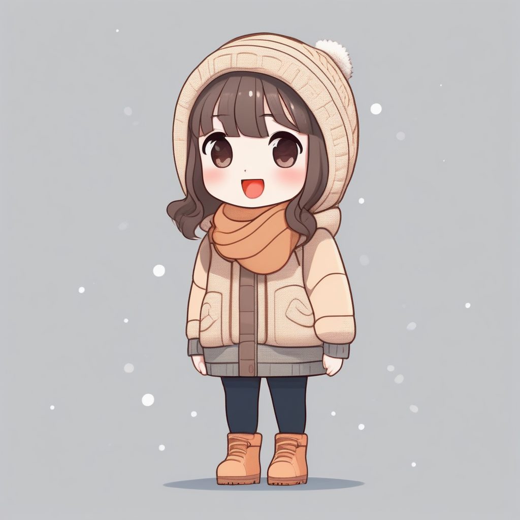 户外探险风:厚重毛衣与雪地靴Q版女孩全身AI绘图教程