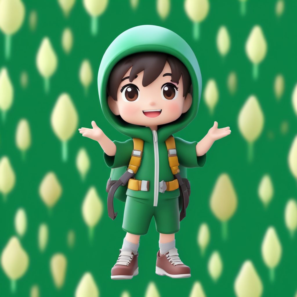 户外探险风！Q版少年指天大步跳跃 | 高清粘土手办3D模型