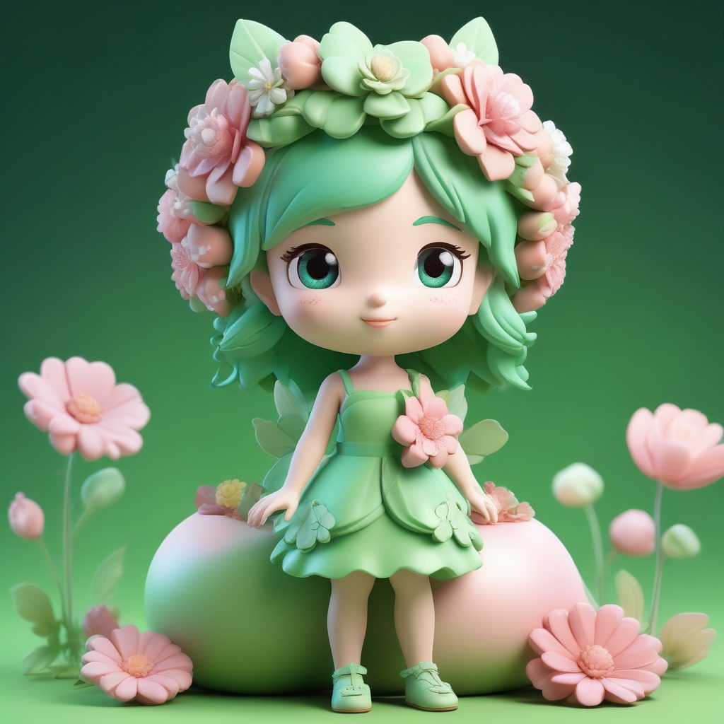 🧚‍♀️花仙子降临！超治愈系Chibi全身像，马卡龙色系AI绘画！