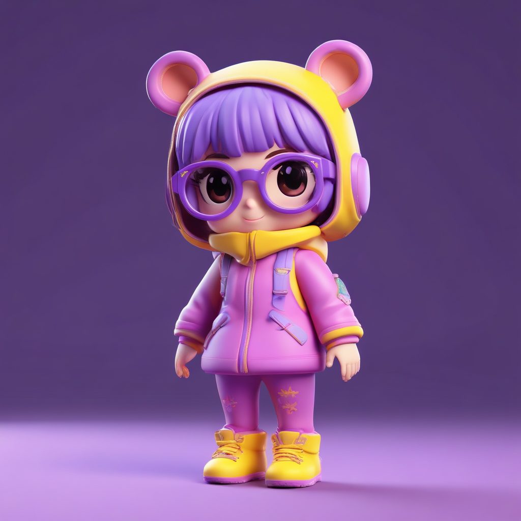 🎿 滑雪必备!超酷Q版滑雪服女孩全身图生成(C4D粘土风)