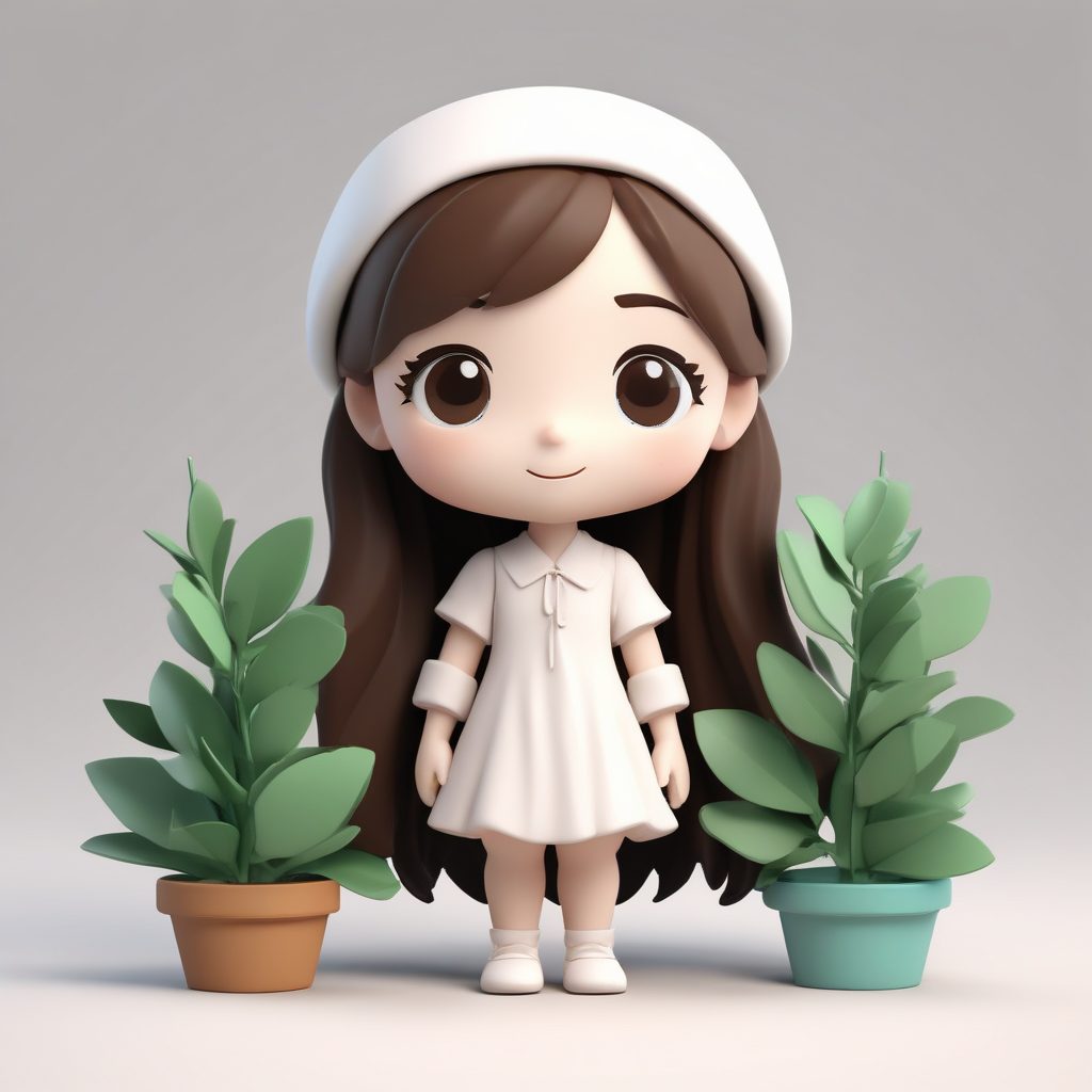 环保Q版主题:AI 绘画生成抱着小树苗的关爱表情