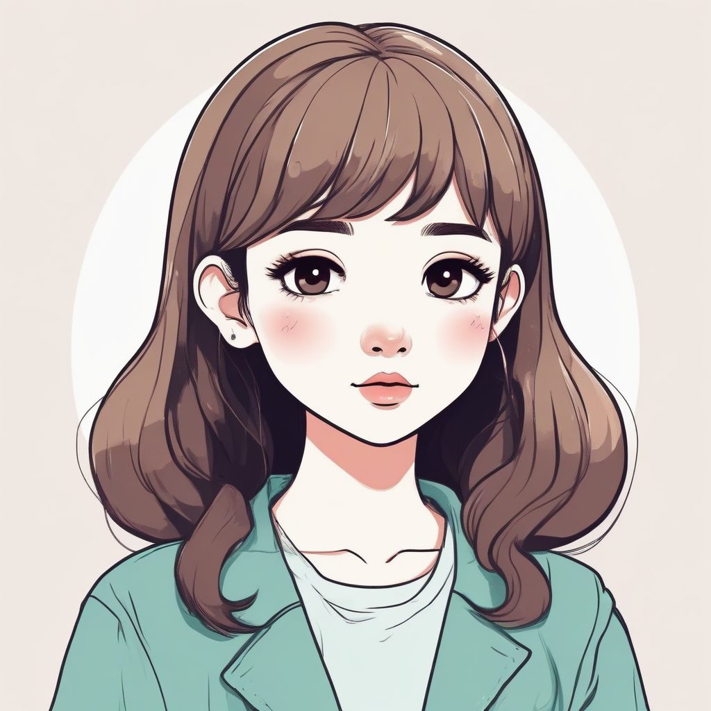 换头像公式：SD超萌Q版极简线稿插画，可爱少女特写，马卡龙配色