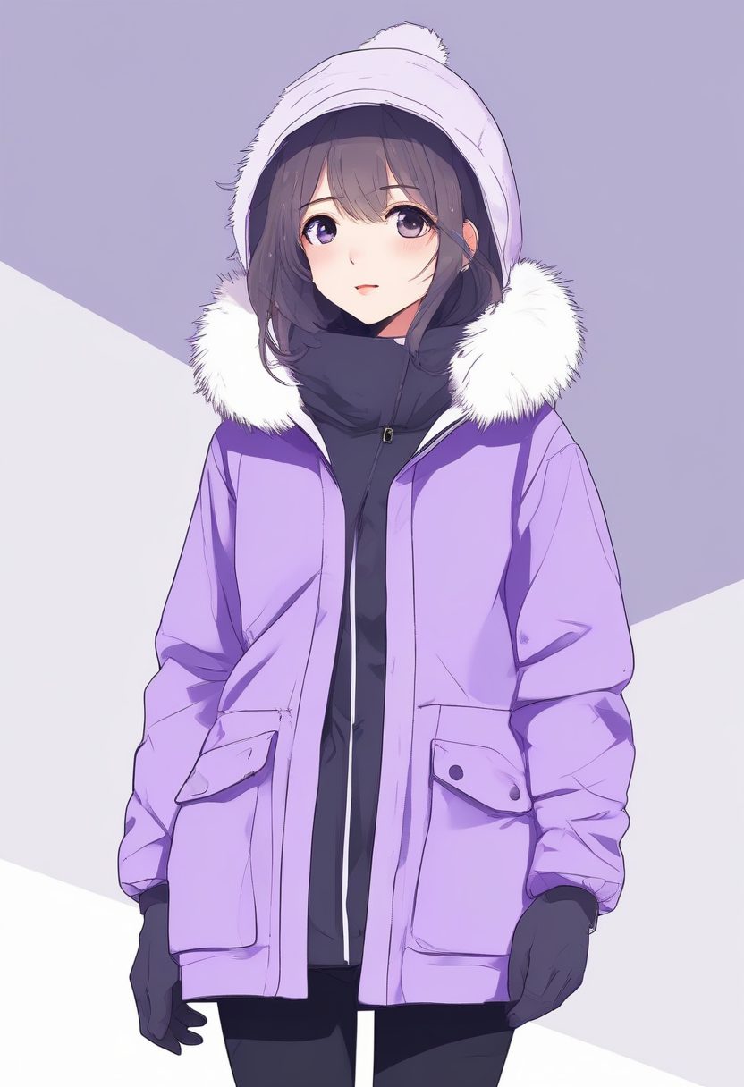 🌟 换头像神器!超可爱低饱和度极简线稿,冬日时尚少女全身图。