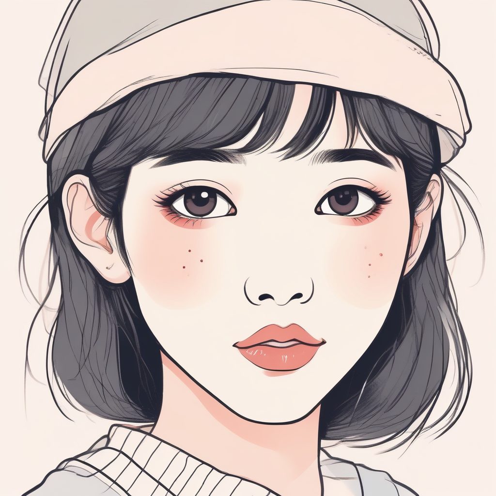 绘本风少女：超治愈粉彩色，极简线条，时尚日系腮红妆容