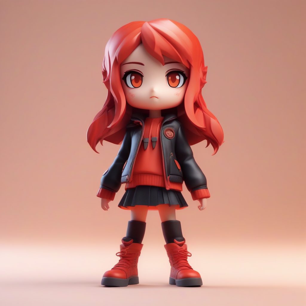 火辣冰酷：3D渲染Q版闺蜜手办提示词，超动态姿势+纯色背景