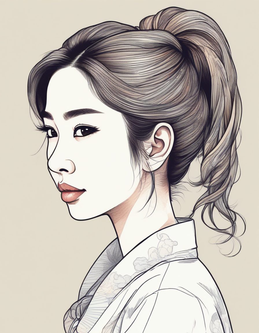 活力高马尾少女AI彩铅画:青春动感的日系线稿教程