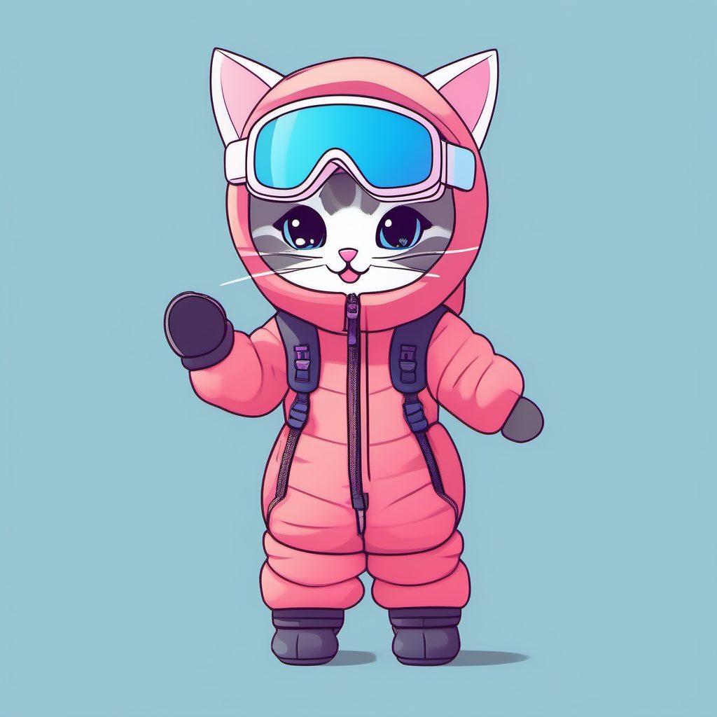 活力滑雪猫娘:可爱Q版冬季运动装AI提示词大全