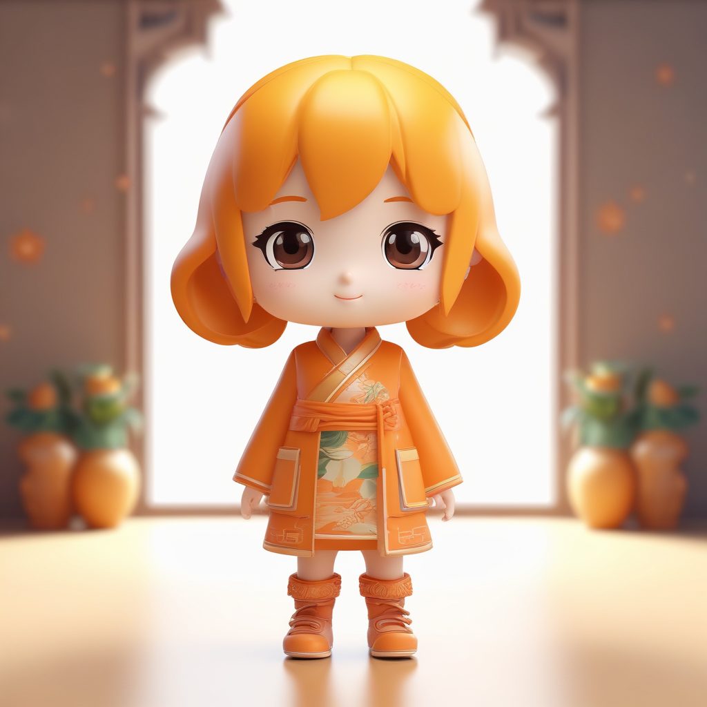 🍊活力满满！柑橘橙国风Q版女孩，超萌黏土手办全身图
