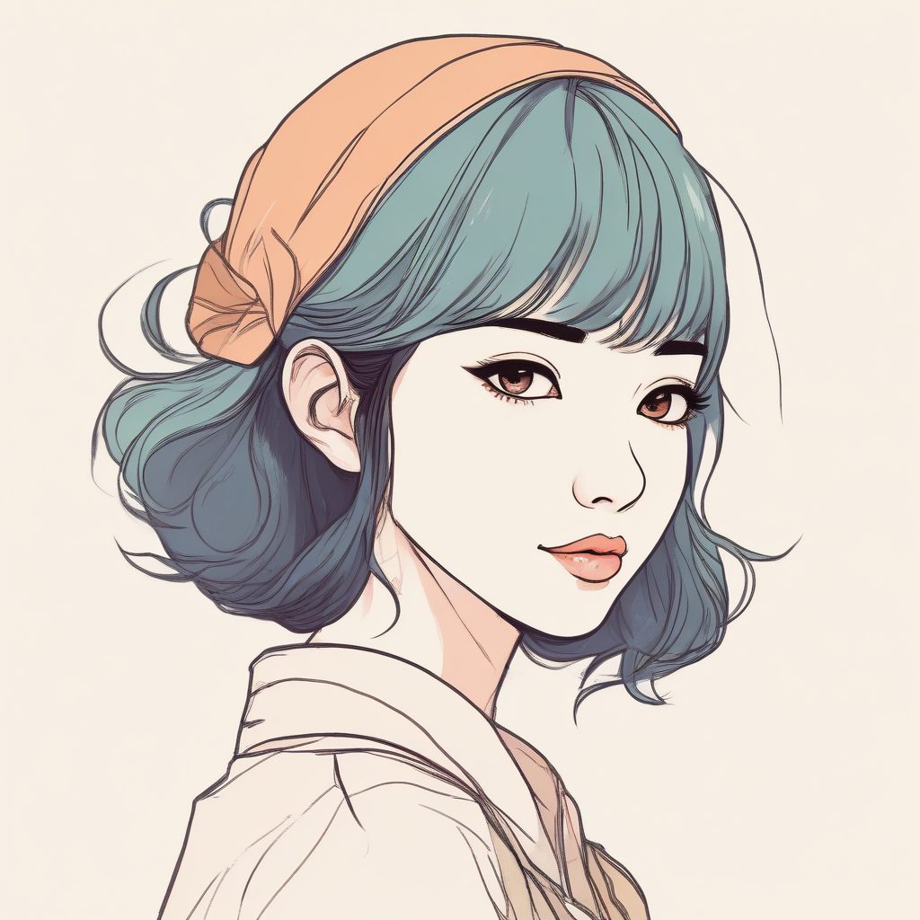 ins爆款头像！SD一键生成极简线条少女，高精度纸张纹理