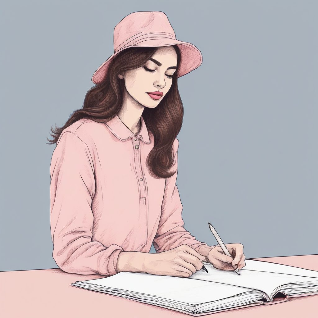 ins爆款预定！粉蓝治愈系手绘，强调纸张颗粒感线稿图