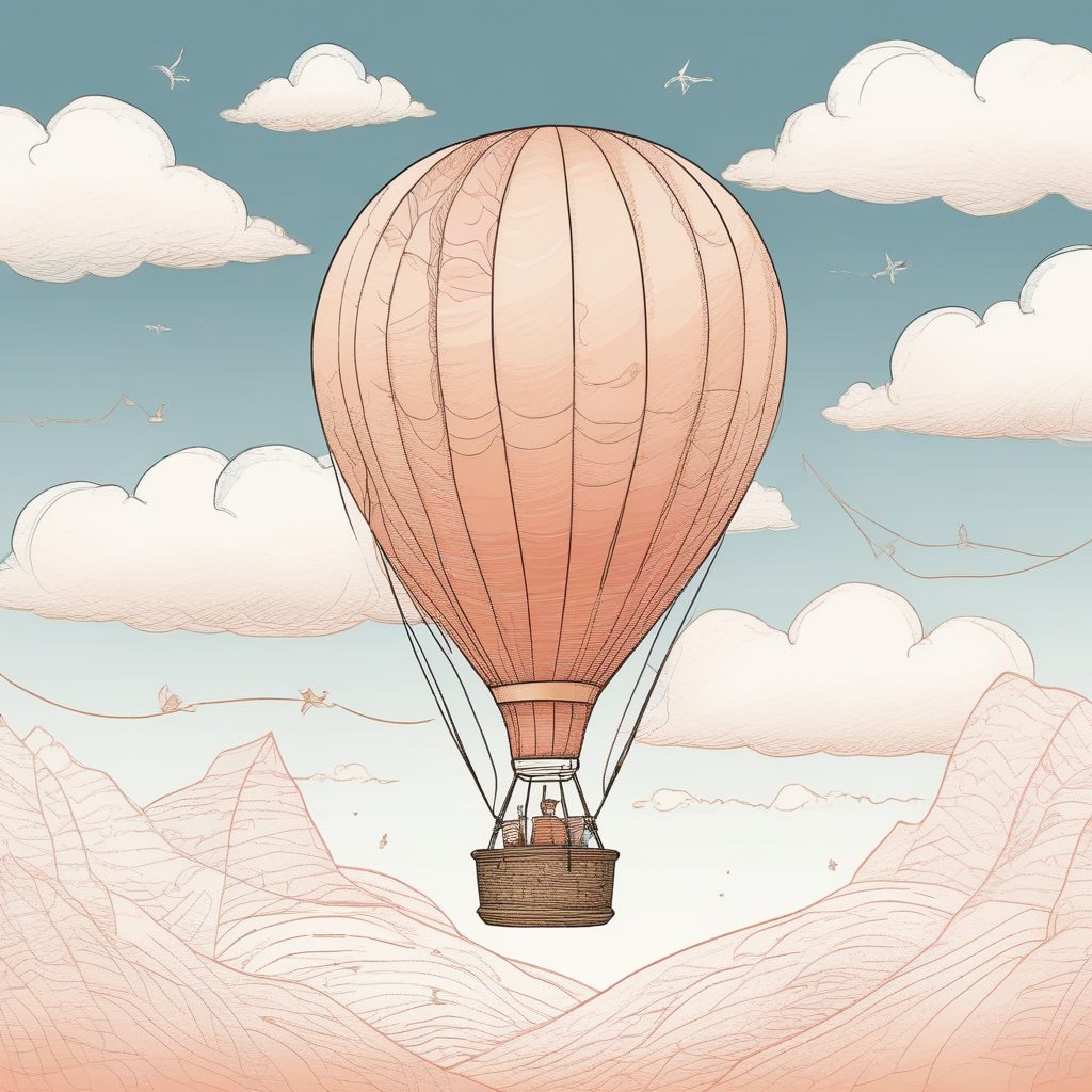 Ins风可爱插画🧸｜一个飞行气球的极简线条，彩色铅笔质感！