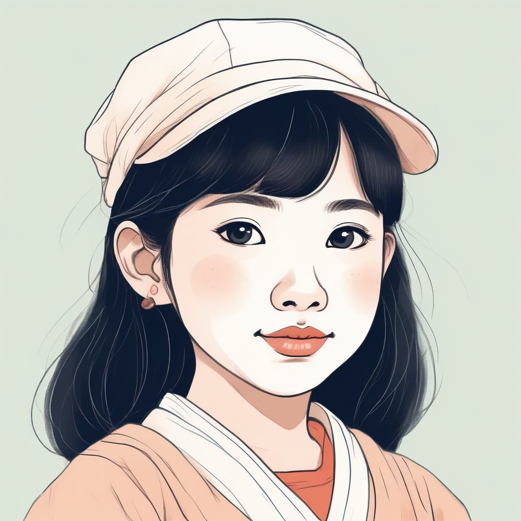 ins风手绘壁纸！可爱日系少女，纯白背景极简风插画