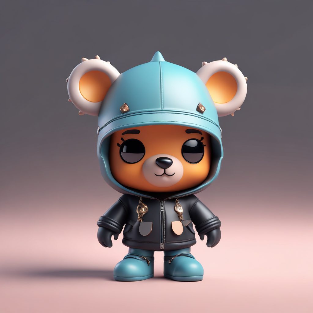 🐻机车熊帽!朋克风Q版冬日少女,超酷3D全身像生成