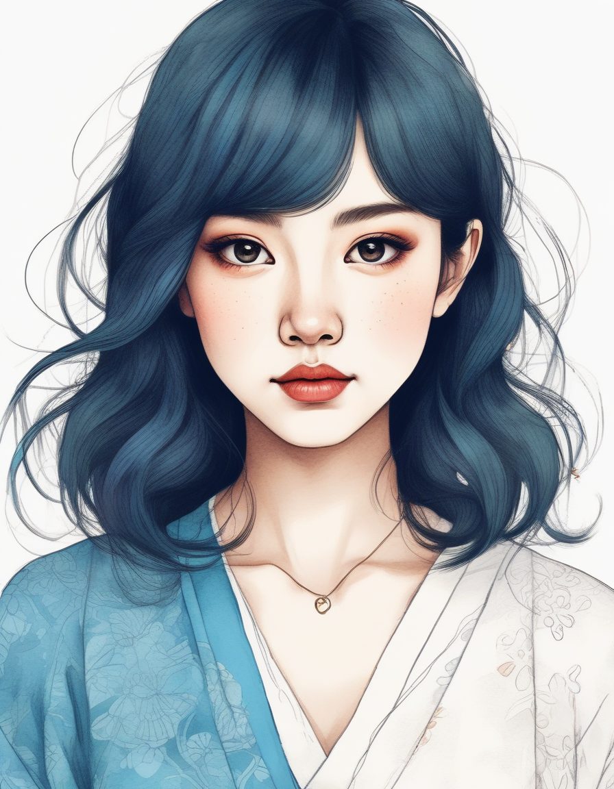 几何抽象装饰:极简时尚日系少女线稿纯色背景创意玩法