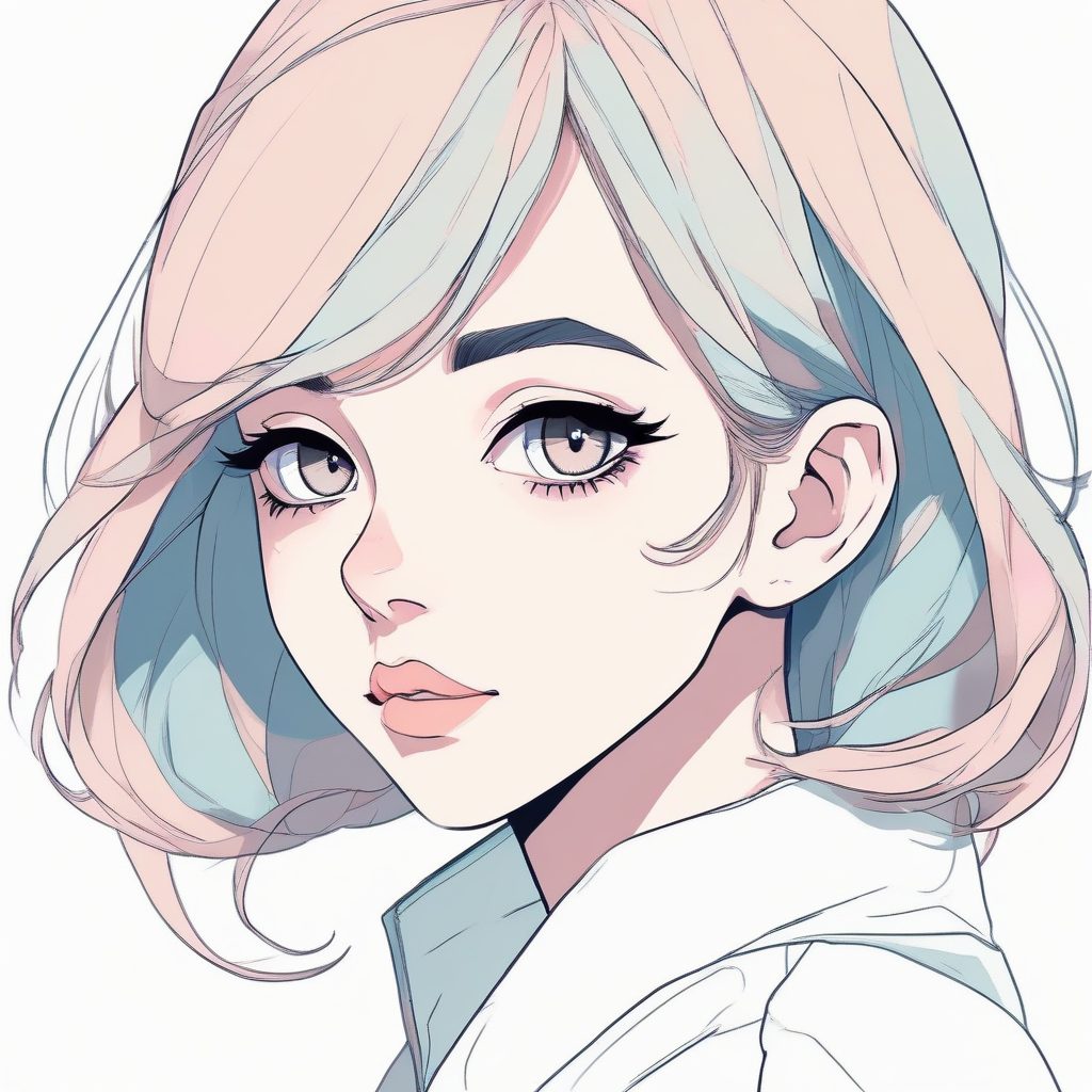 几何纯粹美学！极简二次元少女头像，强光影Cel Shading，拿去做壁纸