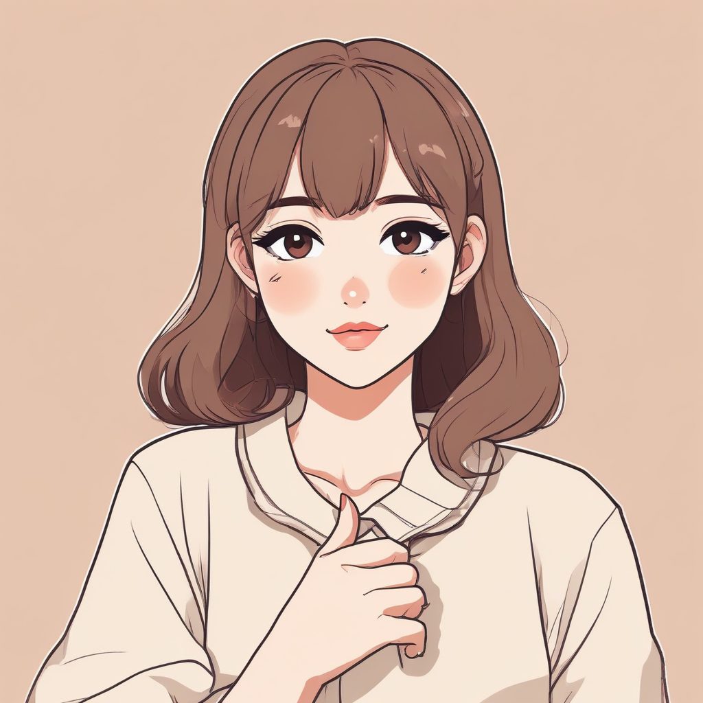 极简“爱心手势”少女头像:低饱和奶油色纯色背景