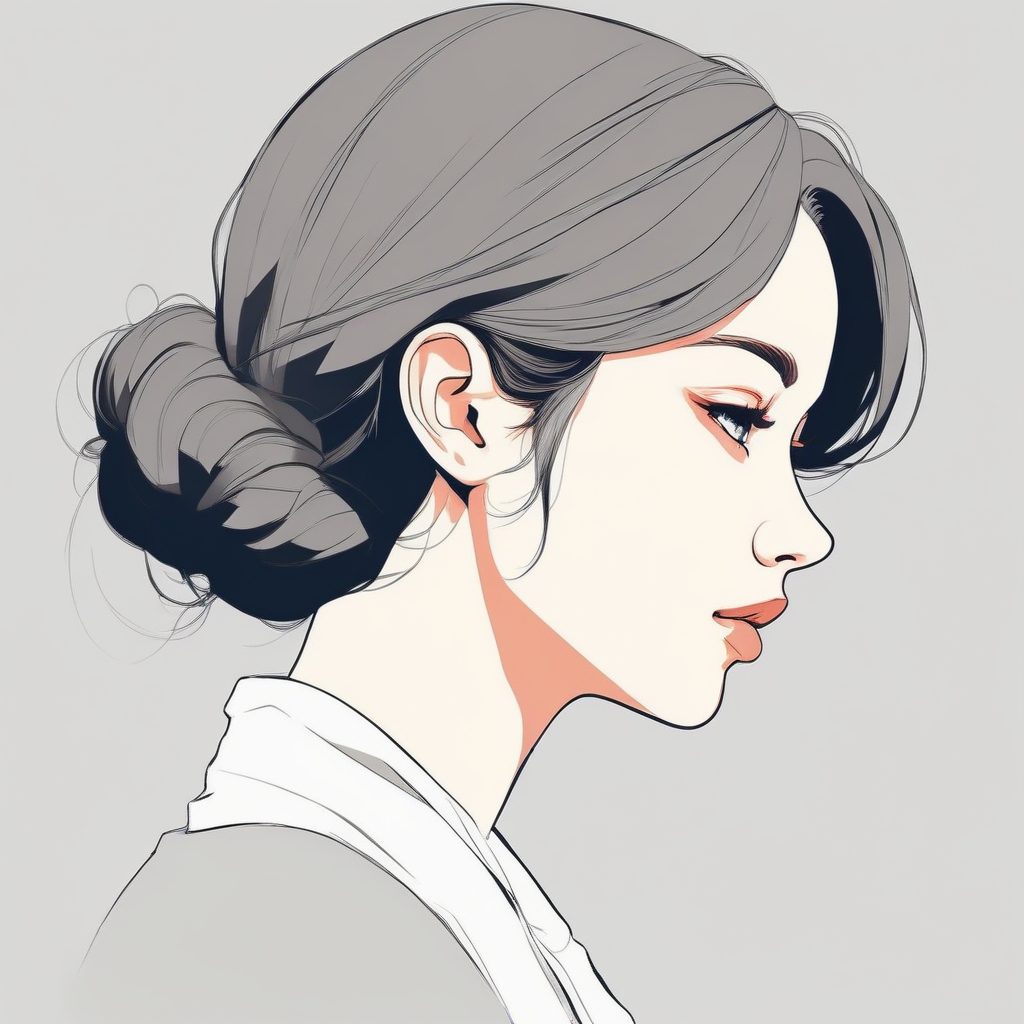 极简“安静的角落”头像：侧面低头沉思的二次元少女与纯色背景