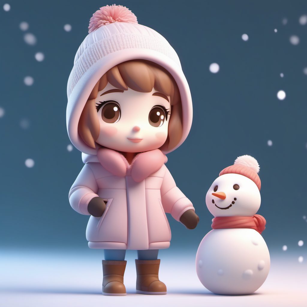 极简C4D光追！全身站立Q版堆雪人手办AI绘画秘籍