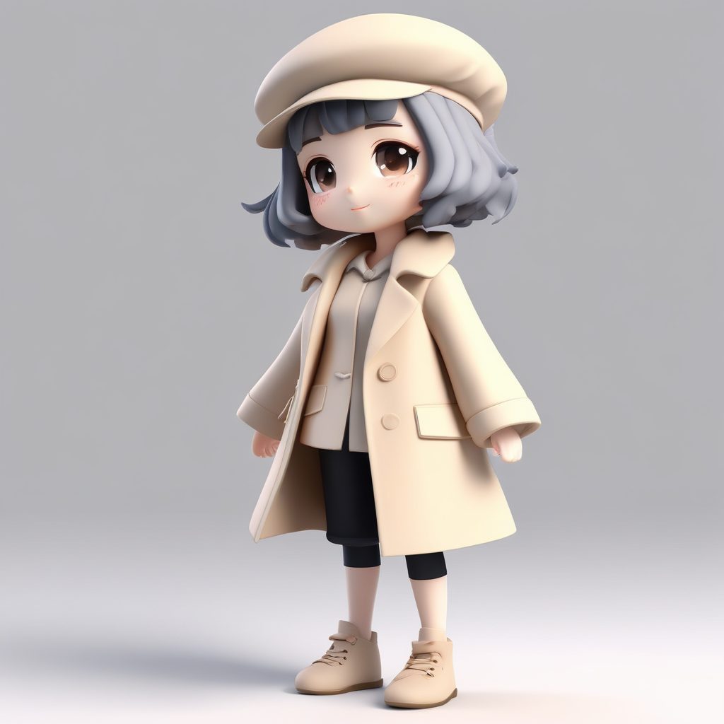 🕊️极简Clean Fit风！温柔米白色系Q版女孩全身图，高品质人设生成