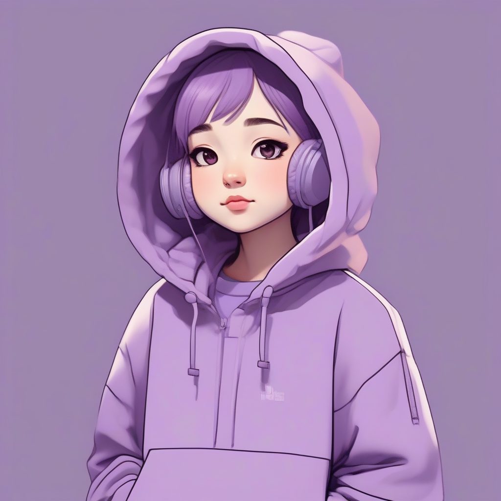 极简动漫风Q版时尚立绘:潮流少女Oversize卫衣穿搭AI提示词