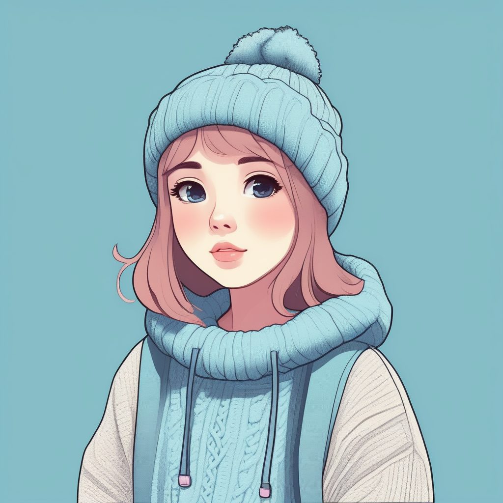 极简动漫Q版穿搭:治愈系冬日超大毛衣全身像AI绘画秘籍