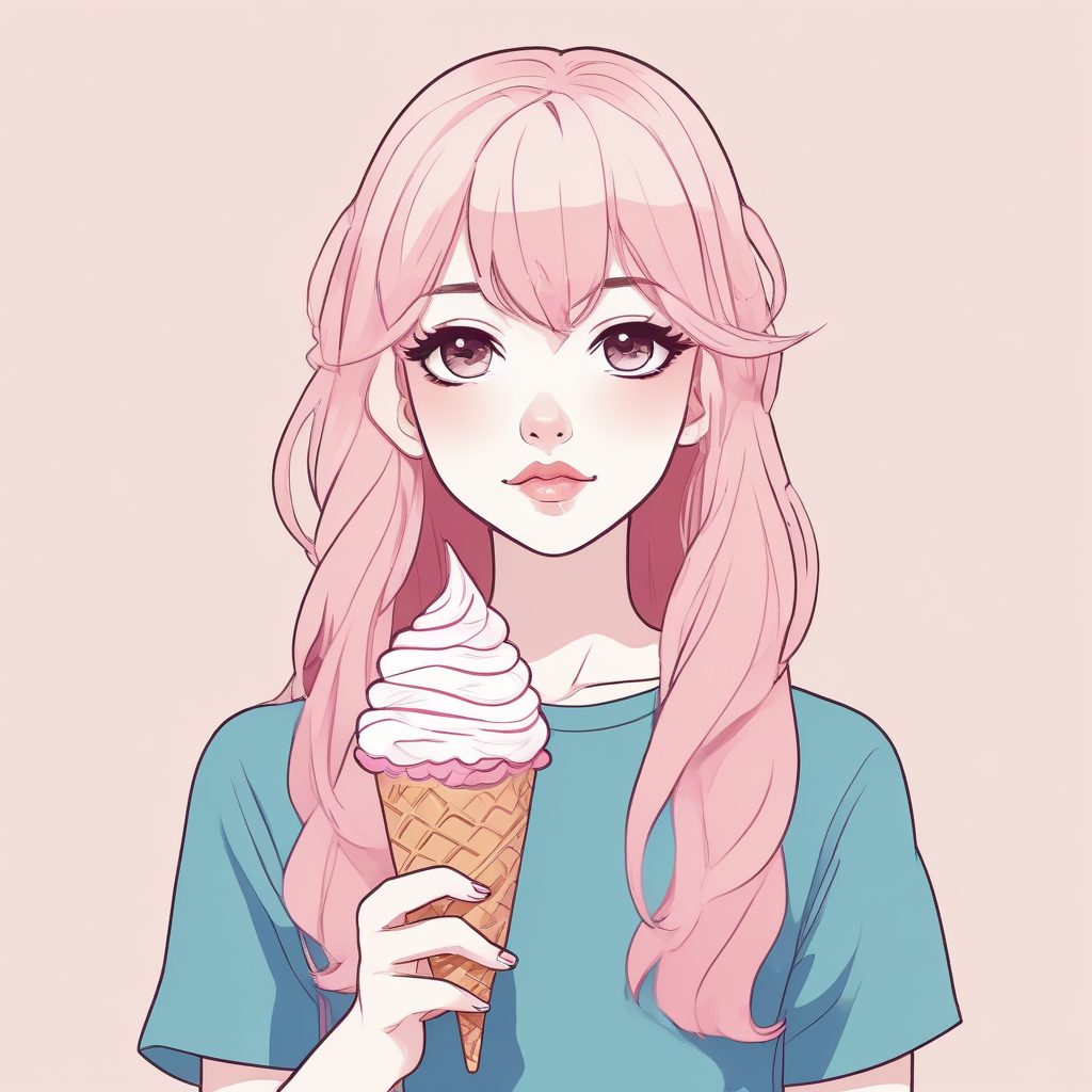 🎀极简动漫头像:低饱和马卡龙配色,夏日冰淇淋少女治愈系壁纸