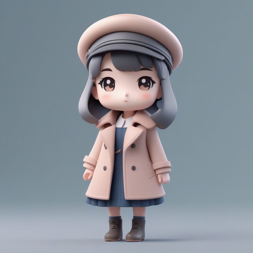 极简风AI绘画：Q版冬日羊毛大衣穿搭，高冷气质全身像8K渲染