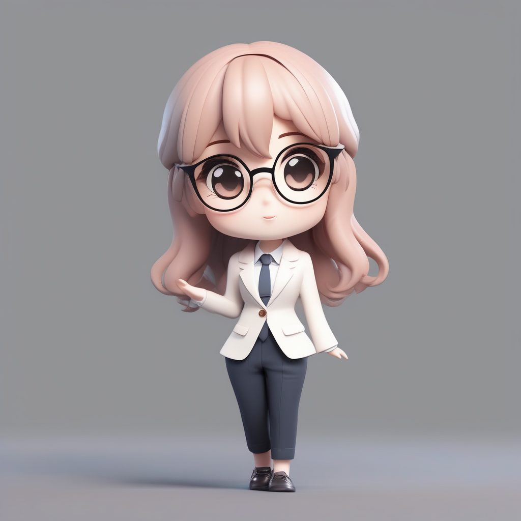 极简风职业时尚Q版女孩:超清晰全身站姿AI绘画提示词精选