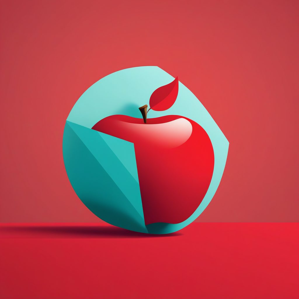 极简概念设计:纯色背景下的几何苹果AI插画提示词大全