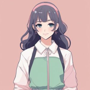 🌸极简可爱动漫女孩头像：纯色背景单人肖像🔥