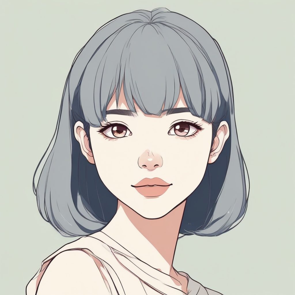 🍓极简美学：半身构图二次元少女，纯色背景，高冷低饱和度！