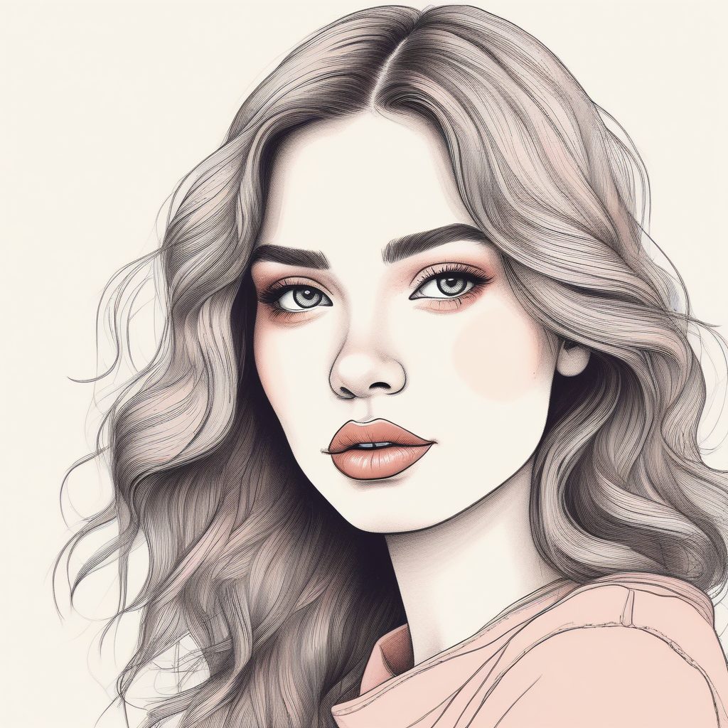 极简美学：手绘线稿腮红少女，用故事书风格打造高级感头像