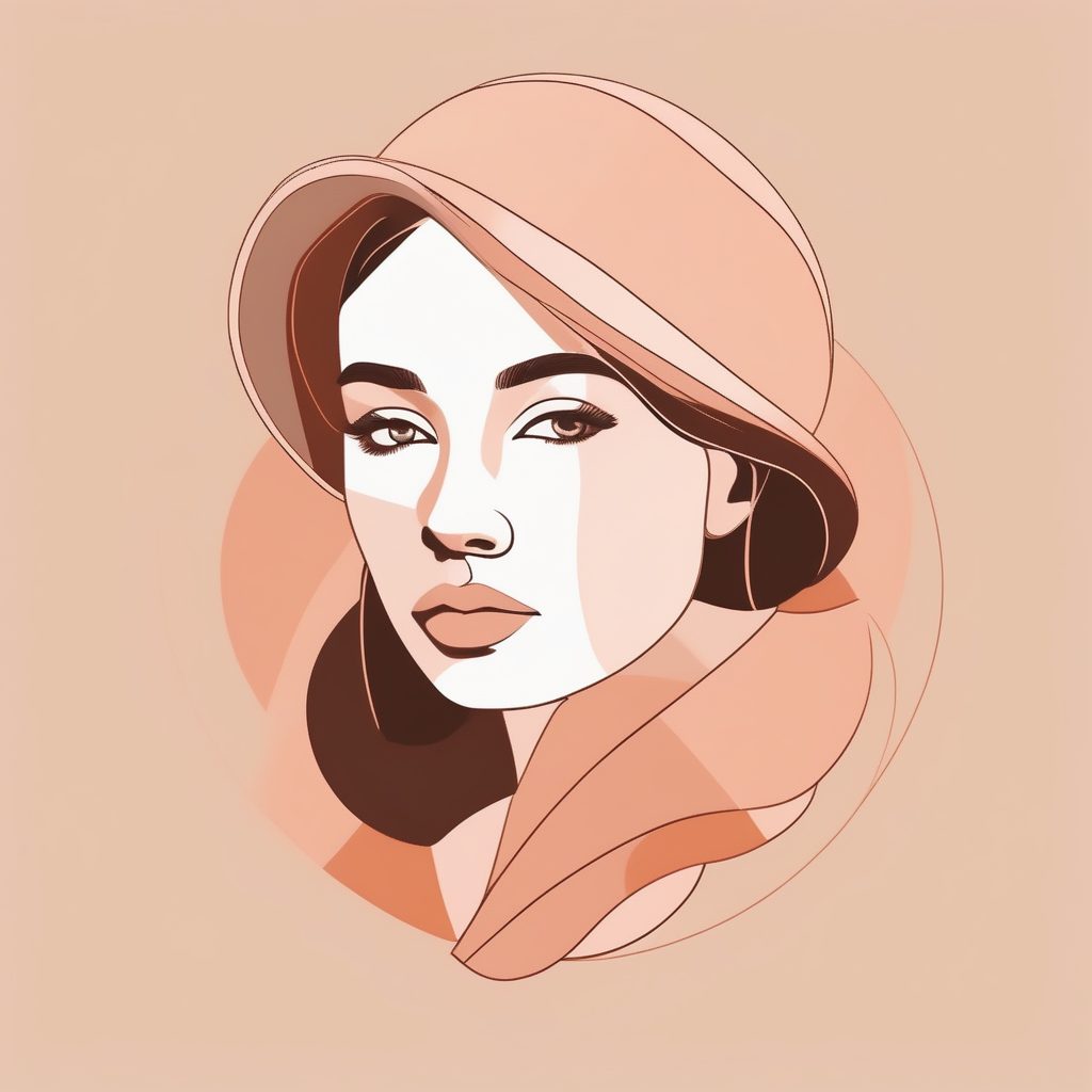 极简配色指南：柔和大地色系线条女孩扁平插画，AI提示词分享