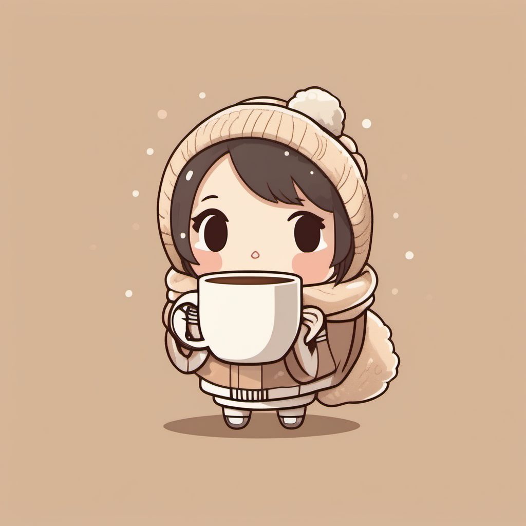 极简Q版动漫角色:冬日热饮主题AI绘画提示词(8K高分辨率)