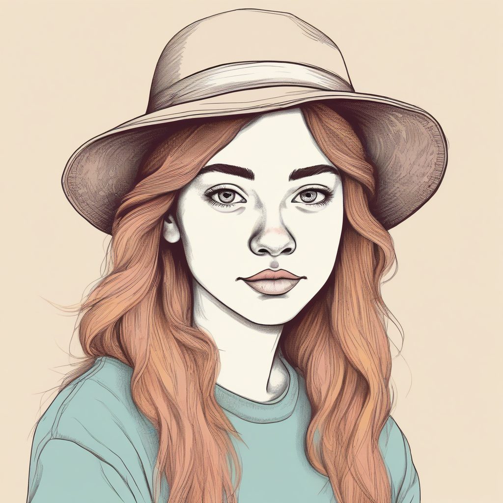 💖极简软萌风手绘插画 | 粉蓝系时尚少女肖像，纯色背景🔥