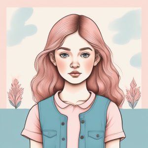 💖极简软萌手绘插画🔥粉蓝少女肖像，纯色背景太适合做壁纸了！