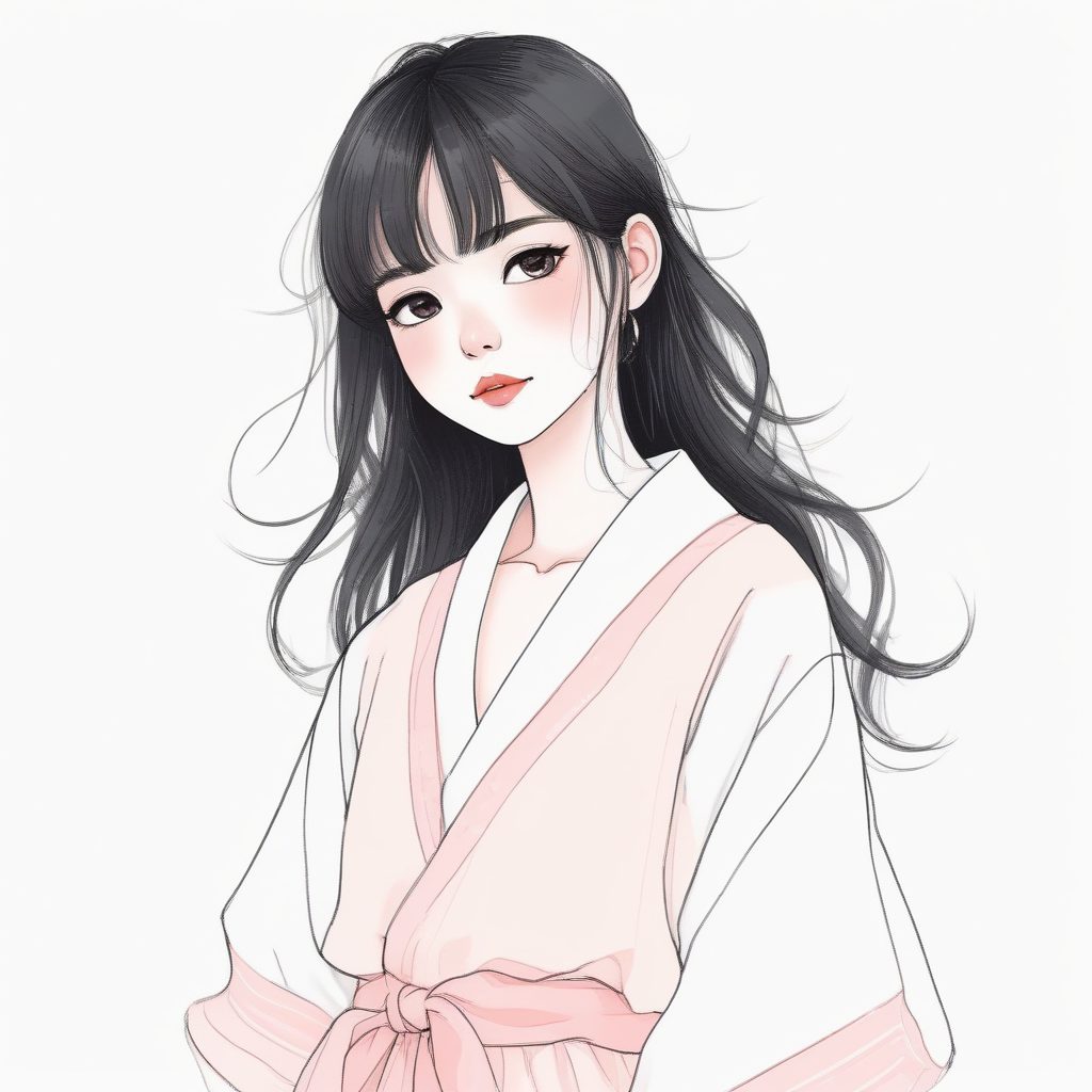 🔥极简手绘插画：日系软萌少女头像，粉蓝纯色背景✨