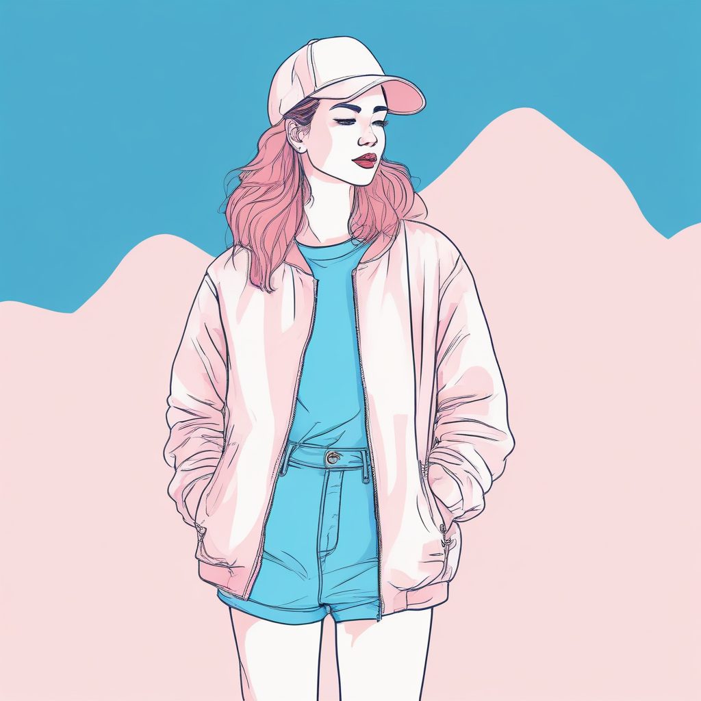 💖极简手绘插画 | 软萌时尚女孩肖像 | 粉蓝背景设计灵感🔥