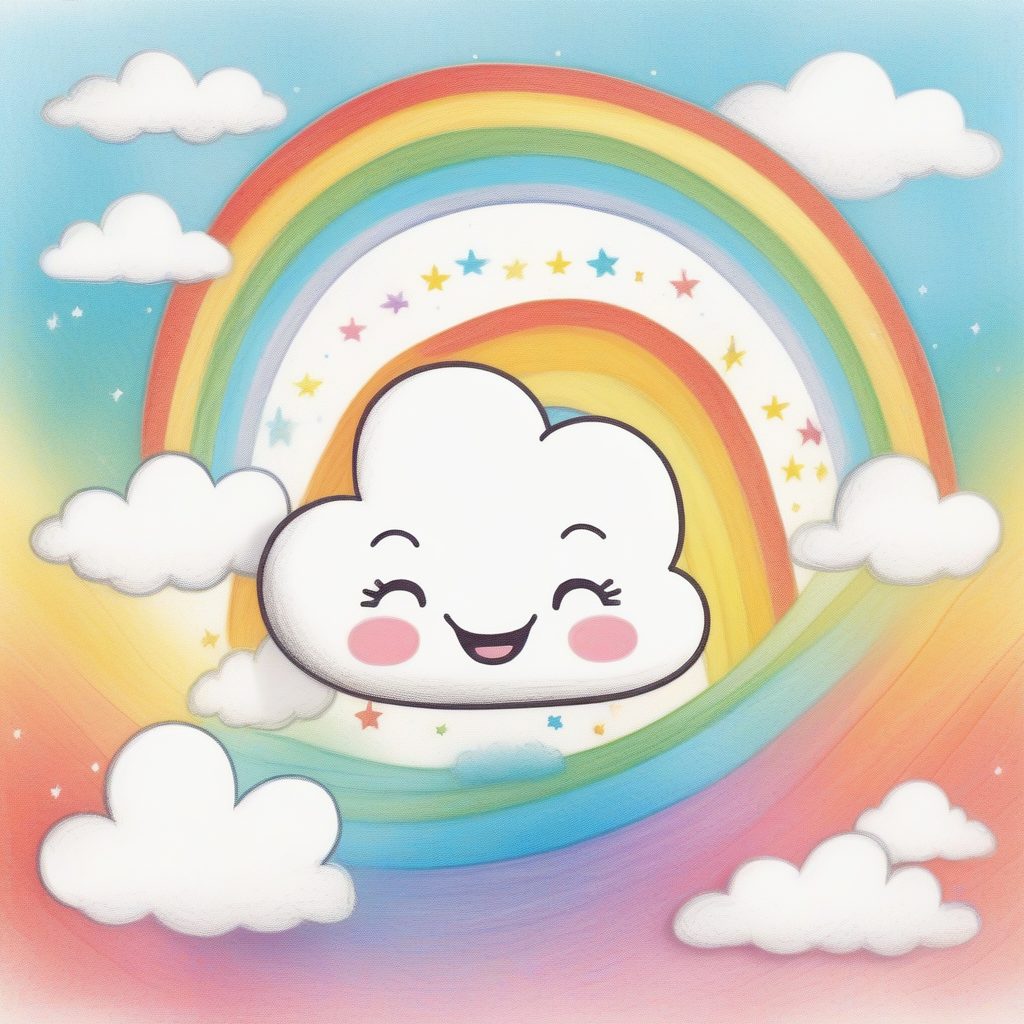 极简手绘插画提示词:轻松生成卡哇伊小动物的彩色铅笔画