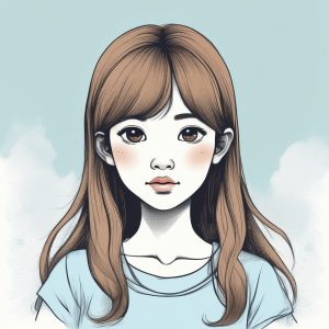 🌸极简手绘日系少女头像｜软萌粉蓝配色，纯色背景头像分享｜插画风格Crayon Style✨