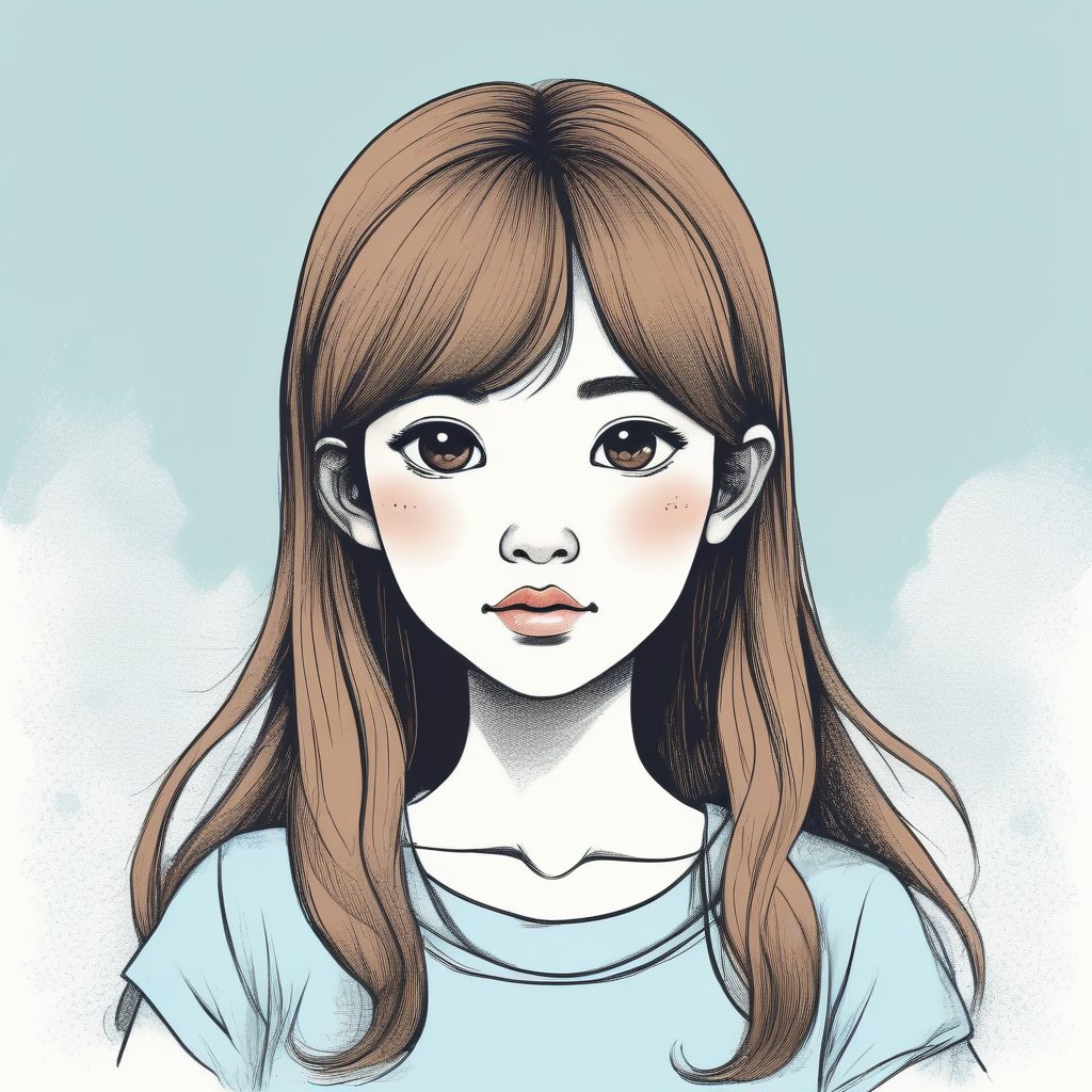 🌸极简手绘日系少女头像｜软萌粉蓝配色，纯色背景头像分享｜插画风格Crayon Style✨